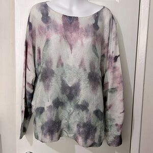 Absolutely beautiful colored sweater (navy, greens & purple/pinks swirl)